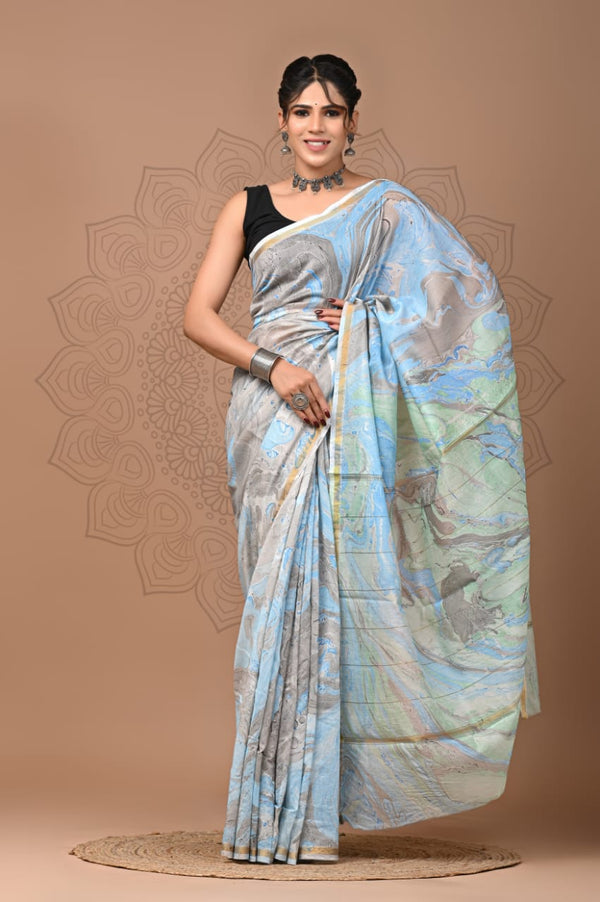 Premium Hand Block Printed Chanderi Silk Saree (SWSRCHACH19)