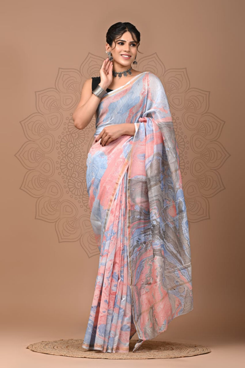 Premium Hand Block Printed Chanderi Silk Saree (SWSRCHACH18)