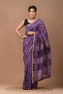 Premium Hand Block Printed Chanderi Silk Saree (SWSRCHACH17)