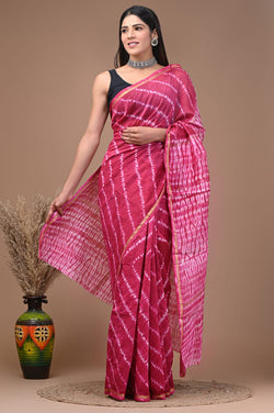 Premium Hand Block Printed Chanderi Silk Saree (SWSRCHACH10)