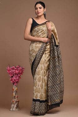 Premium Hand Block Printed Chanderi Silk Saree (SWSRCHACH09)