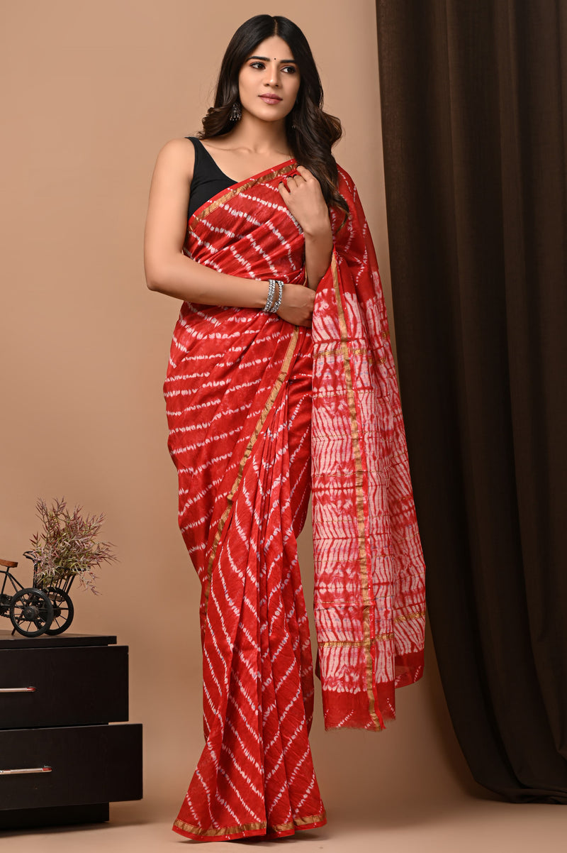 Premium Hand Block Printed Chanderi Silk Saree (SWSRCHACH12)