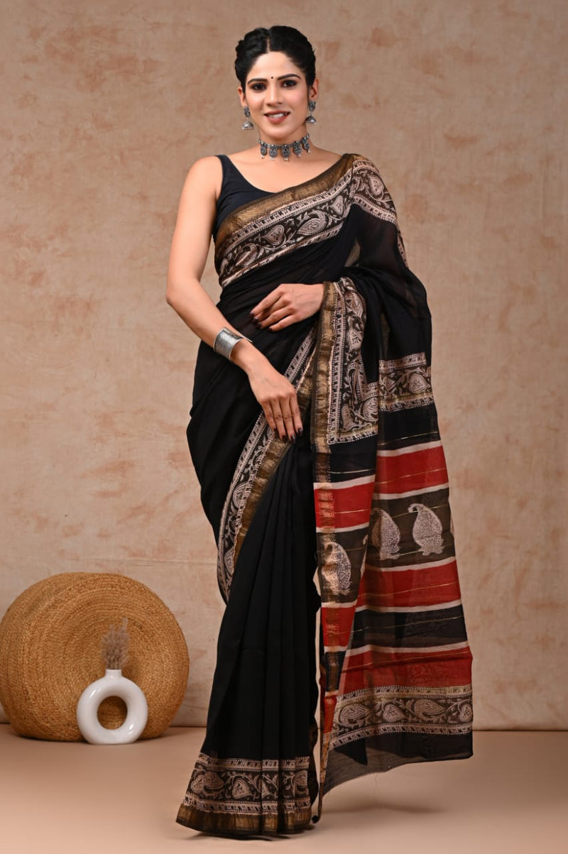 Flora Printed Maheshwari Silk Saree (SWSRMAH08)