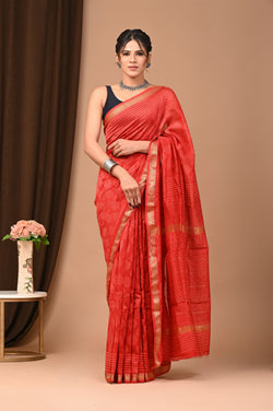 Exclusive Hand Block Printed Maheshwari Silk Saree (SWSRMAH03)