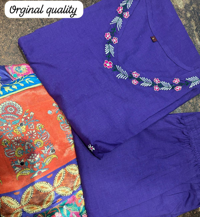 Our cotton kurta paired with standard bottom paired with beautiful mirror silk duppata..