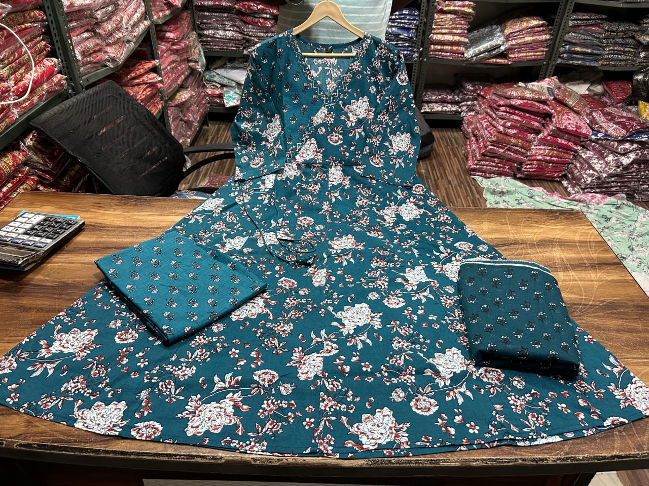 New Anarkali kurta set with Angrakha style with side dori attached heavy Tassel Women's printed cotton kurta  pant or dupatta set (WARED228)