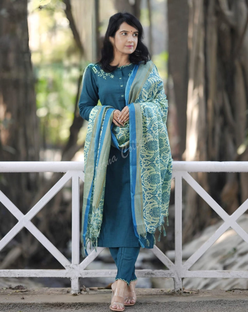 PARIDHAN BY PRERNA COLLECTION'S EXCLUSIVE  KHADI COTTON KURTI WITH EMBROIDERY WORK (NFRD43)