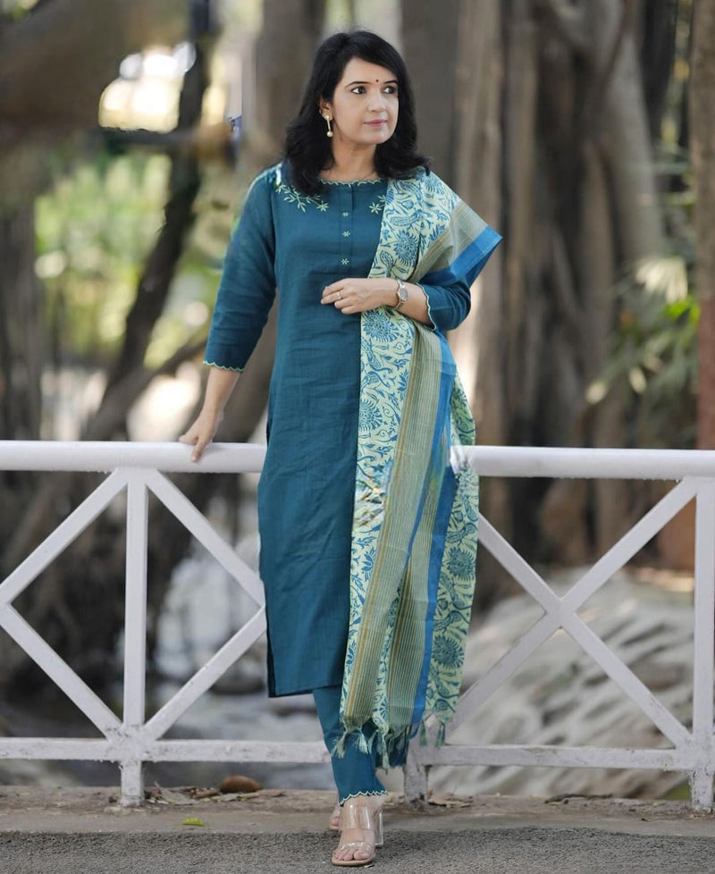 PARIDHAN BY PRERNA COLLECTION'S EXCLUSIVE  KHADI COTTON KURTI WITH EMBROIDERY WORK (NFRD43)