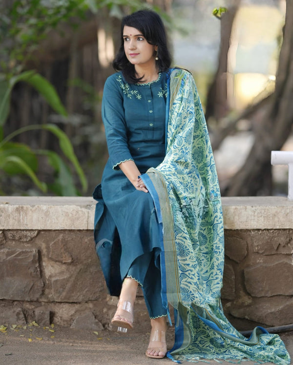 PARIDHAN BY PRERNA COLLECTION'S EXCLUSIVE  KHADI COTTON KURTI WITH EMBROIDERY WORK (NFRD43)