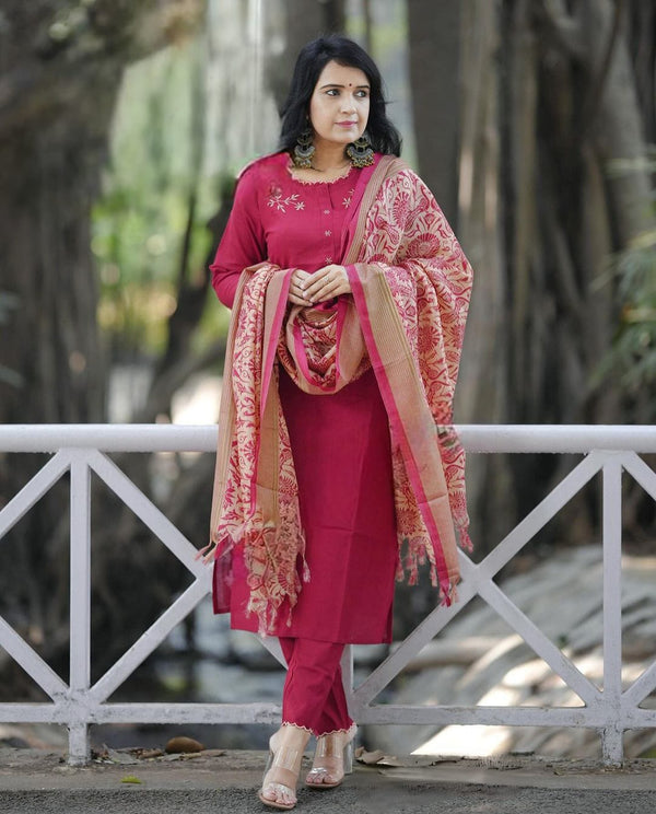 PARIDHAN BY PRERNA COLLECTION'S EXCLUSIVE  KHADI COTTON KURTI WITH EMBROIDERY WORK (NFRD44)