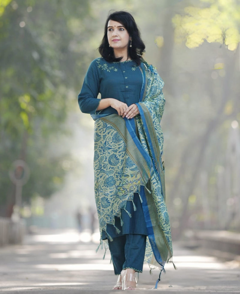 PARIDHAN BY PRERNA COLLECTION'S EXCLUSIVE  KHADI COTTON KURTI WITH EMBROIDERY WORK (NFRD43)