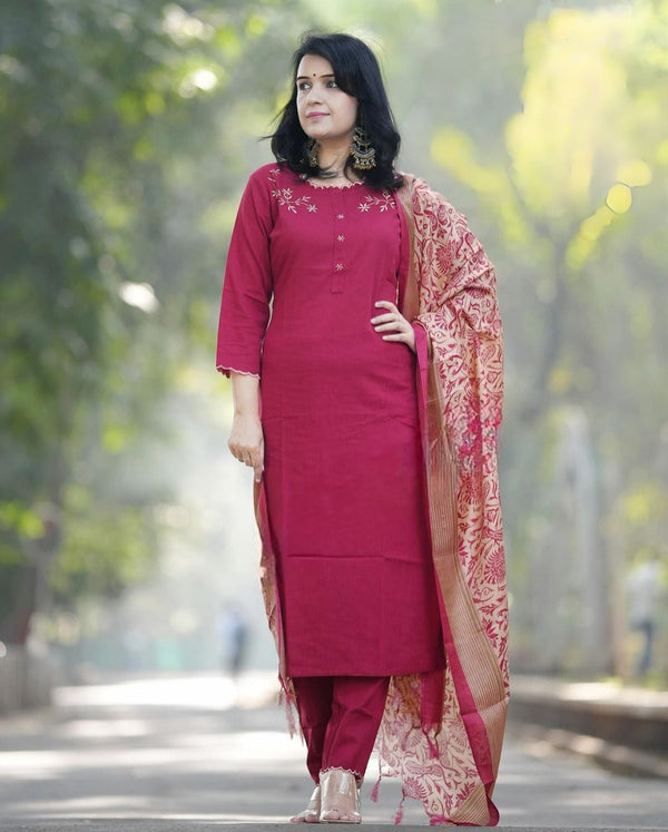 PARIDHAN BY PRERNA COLLECTION'S EXCLUSIVE  KHADI COTTON KURTI WITH EMBROIDERY WORK (NFRD44)