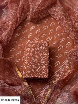 Suits Wala Hand Block Print Cotton Suit Set with Kota Doria Dupatta