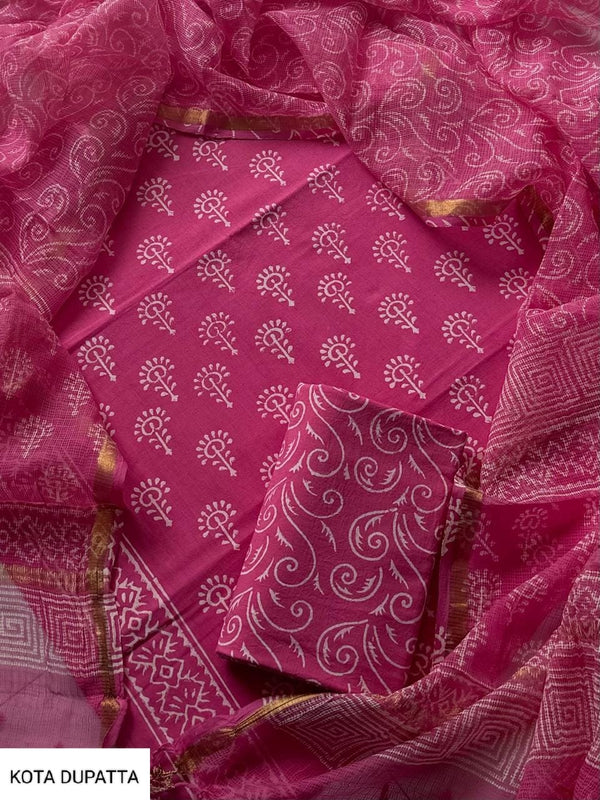 Suits Wala Hand Block Print Cotton Suit Set with Kota Doria Dupatta