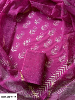 Suits Wala Hand Block Print Cotton Suit Set with Kota Doria Dupatta