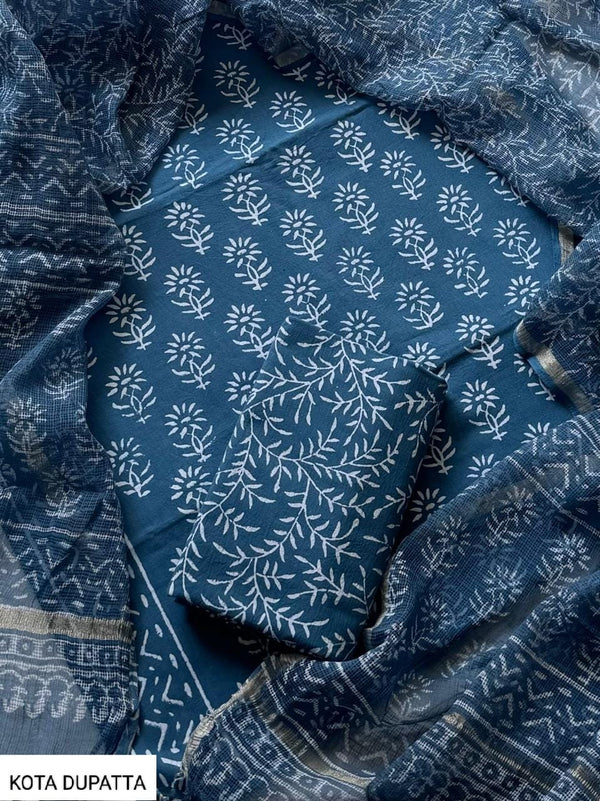 Copy of Suits Wala Hand Block Print Cotton Suit Set with Kota Doria Dupatta