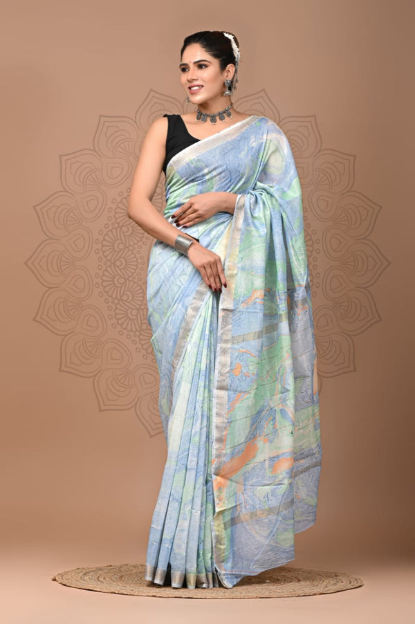 Flora Printed Maheshwari Silk Saree (SWSRMAH09)