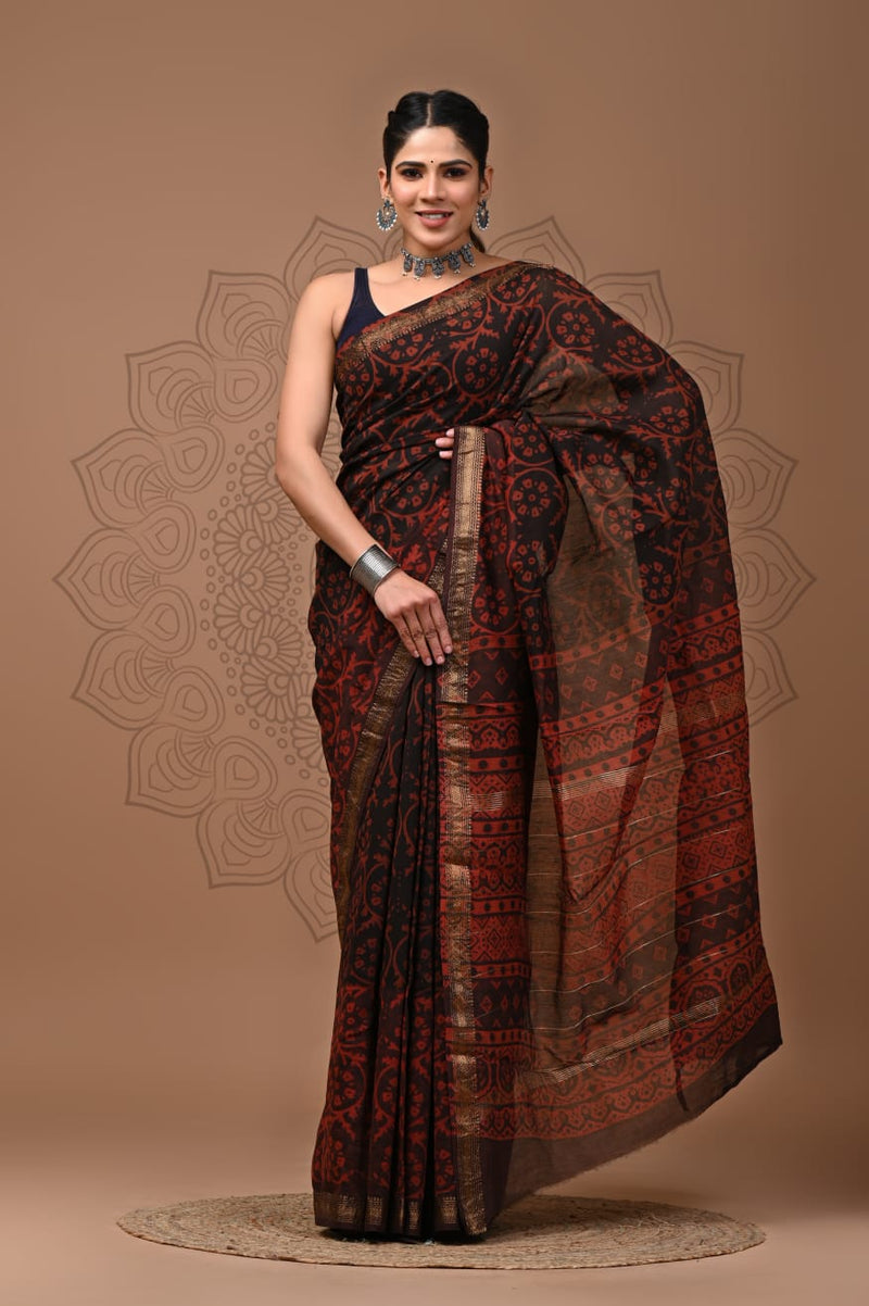 Flora Printed Maheshwari Silk Saree (SWSRMAH08)