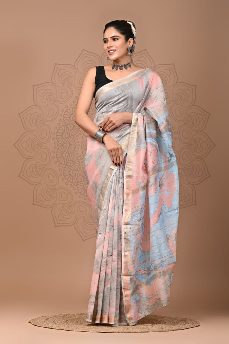 Flora Printed Maheshwari Silk Saree (SWSRMAH10)