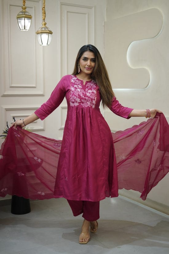 Featuring beautiful embroidery with suqes Heavy Suit which is beautifully decorated It is paired with matching pants