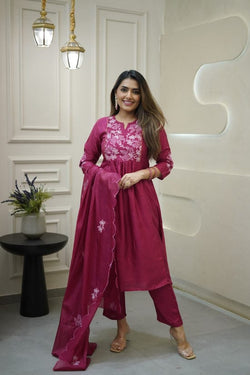 Featuring beautiful embroidery with suqes Heavy Suit which is beautifully decorated It is paired with matching pants