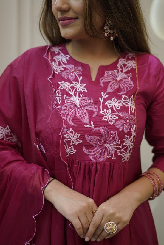 Featuring beautiful embroidery with suqes Heavy Suit which is beautifully decorated It is paired with matching pants