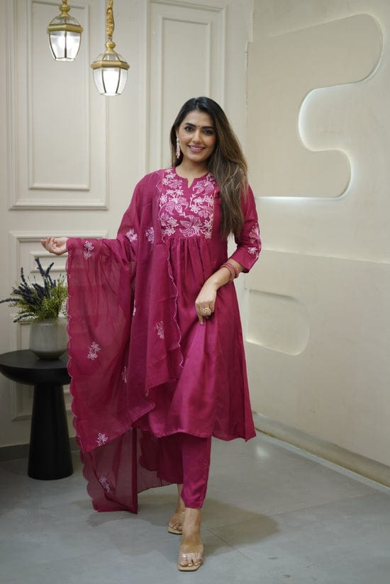 Featuring beautiful embroidery with suqes Heavy Suit which is beautifully decorated It is paired with matching pants