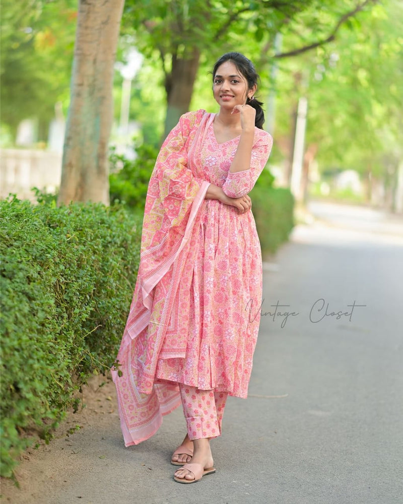 Presenting New Cotton Festival Collection In Pure Cotton With Hand And Adda mirror Work kurti And pant Dupatta Set Fully Stitched Ready To Wear 🔥😍🥰