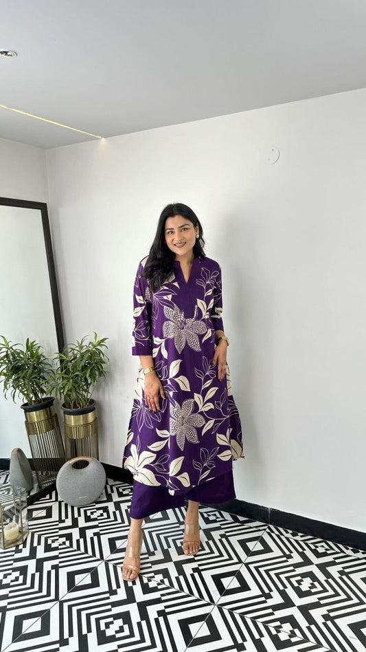 Pure Cotton Kurta Pant plazo in Beautiful Floral Prints. Must Have in Your Wardrobe For Your Daily Wear Office Wear (WACD58)