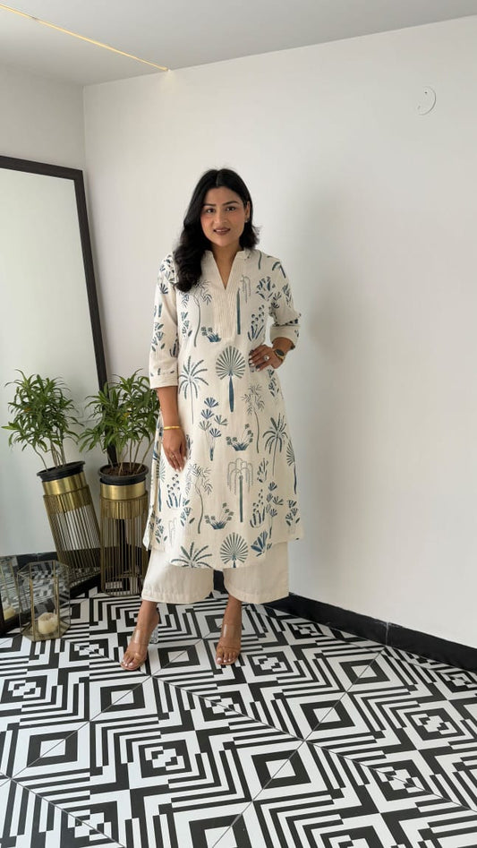 Kurta with plazo Sets-crafted from breathable flax cotton, designed for effortless elegance, and yes, they come with one side pocket Available in four stunning shades and in all sizes, these are your summer essentials. (WACD30)
