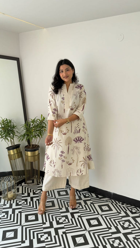 Kurta with plazo Sets-crafted from breathable flax cotton, designed for effortless elegance, and yes, they come with one side pocket Available in four stunning shades and in all sizes, these are your summer essentials (WACD33).