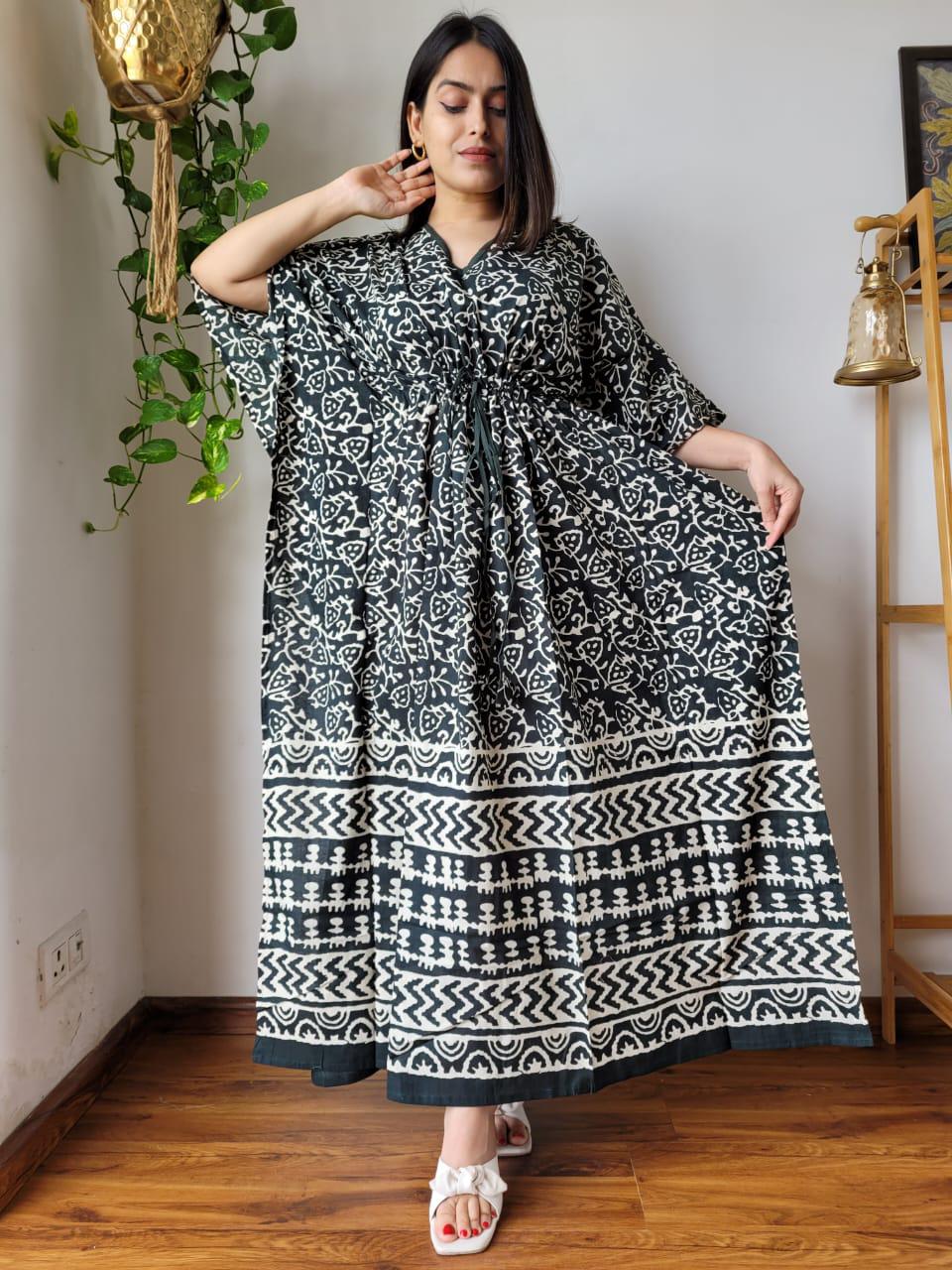 Exclusive New  Added Hand Block printed KAFTAN 🔸️Authentic PRINT, with natural colours.