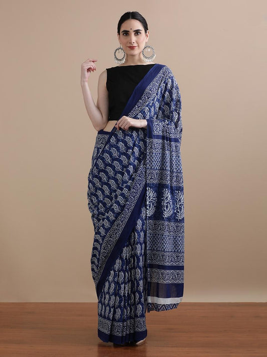 Exclusive Premium Hand Block Printed Pure Cotton Saree