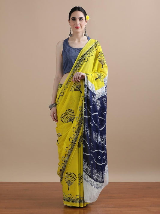 Premium Hand Block Printed Pure Cotton Saree