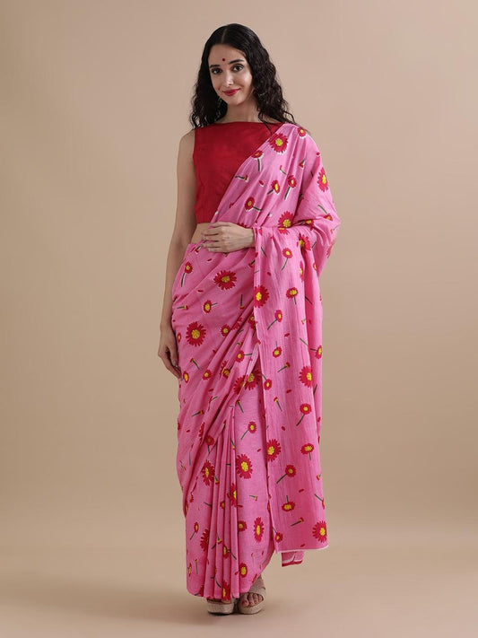 Premium Hand Block Printed Pure Cotton Saree