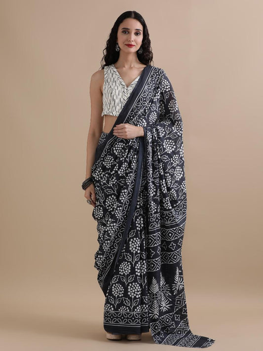 Premium Hand Block Printed Pure Cotton Saree