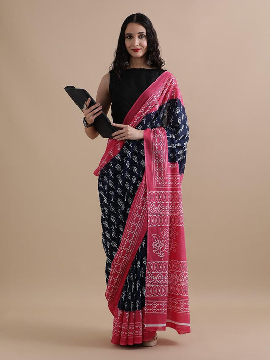 Premium Hand Block Printed Pure Cotton Saree