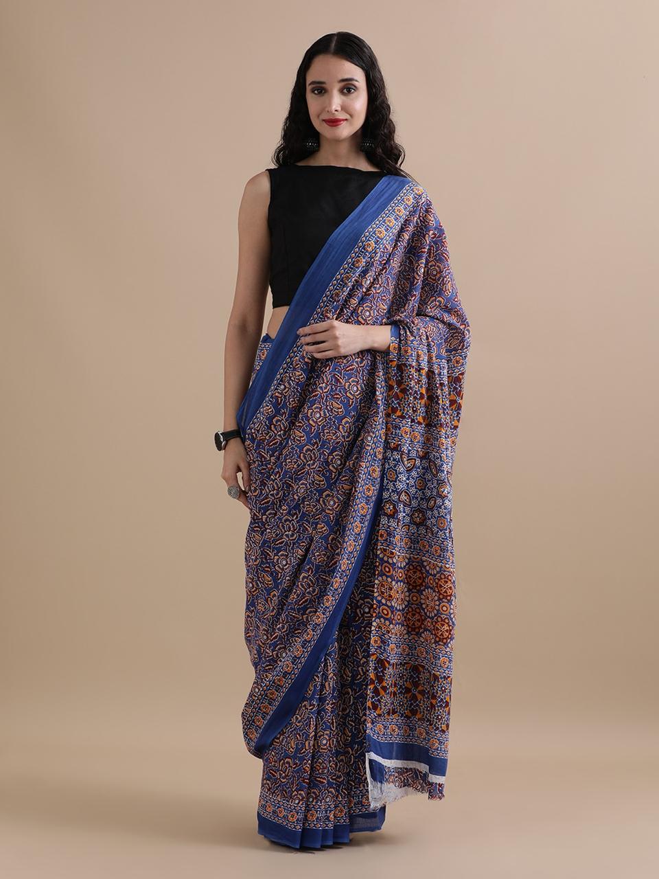 Premium Hand Block Printed Pure Cotton Saree