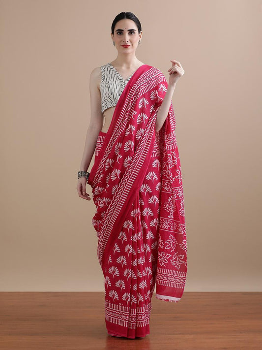 Premium Hand Block Printed Pure Cotton Saree