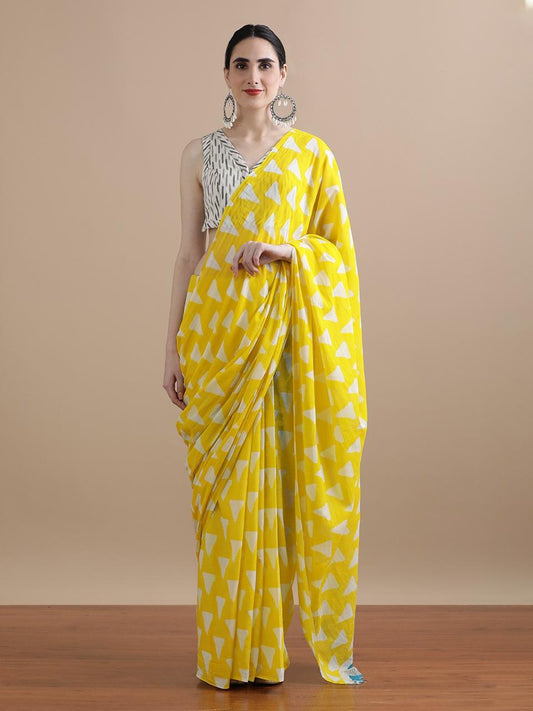 Premium Hand Block Printed Pure Cotton Saree