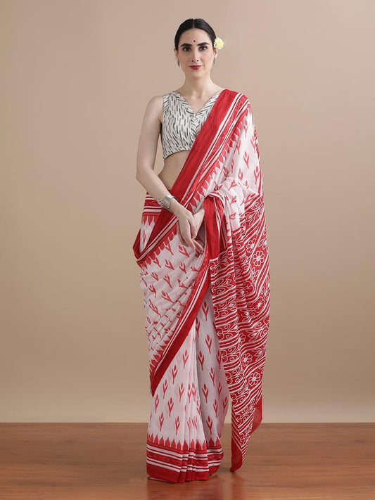 Premium Hand Block Printed Pure Cotton Saree