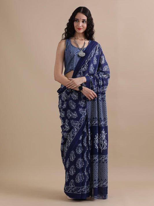 Premium Hand Block Printed Pure Cotton Saree