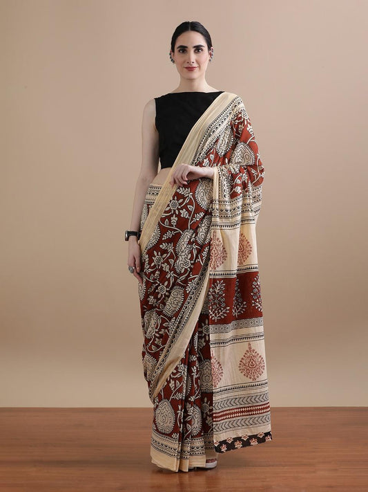 Premium Hand Block Printed Pure Cotton Saree