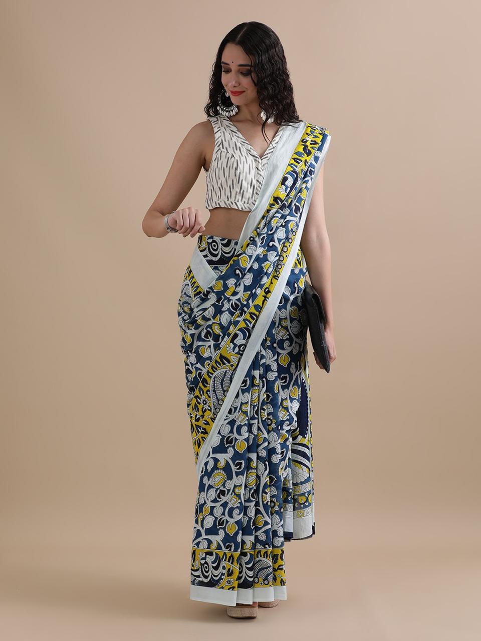 Premium Hand Block Printed Pure Cotton Saree