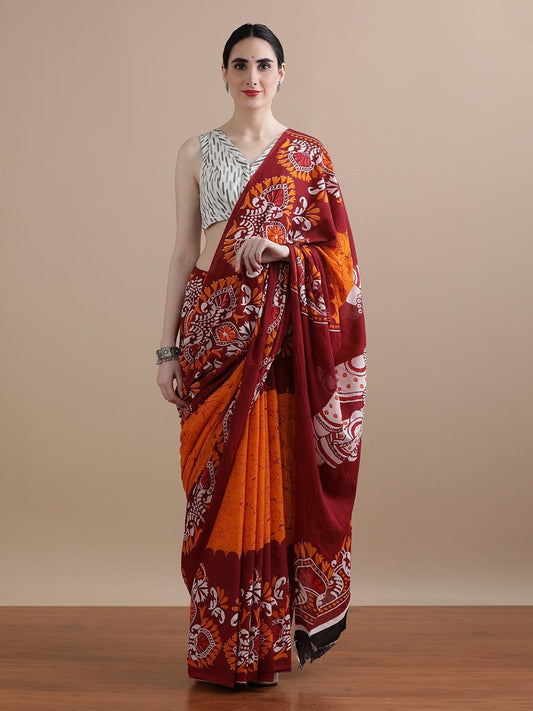 Premium Hand Block Printed Pure Cotton Saree