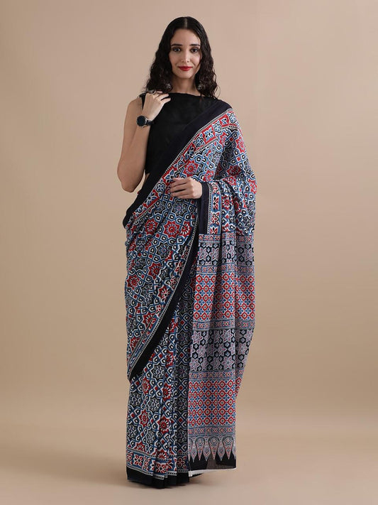 Premium Hand Block Printed Pure Cotton Saree