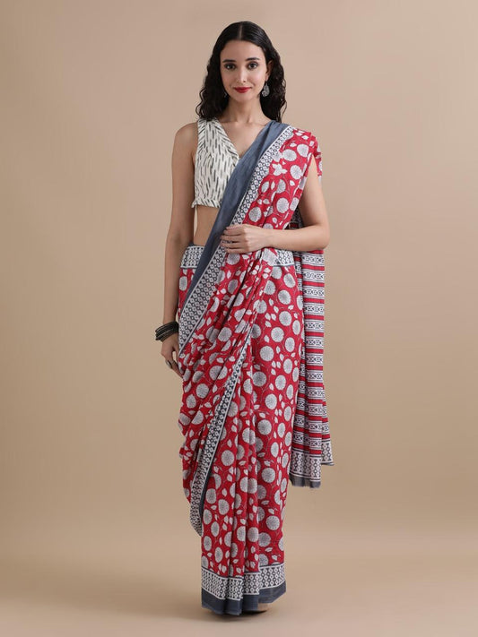 Premium Hand Block Printed Pure Cotton Saree