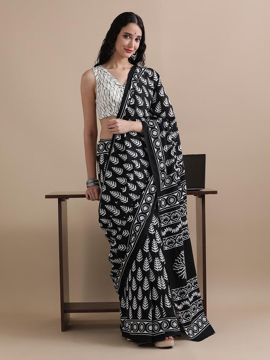 New Exclusive Block Printed Pure Cotton Saree