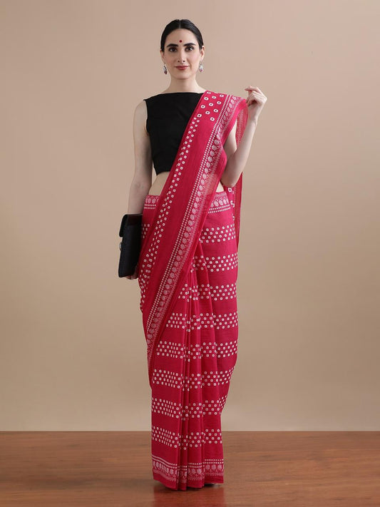 New Exclusive Block Printed Pure Cotton Saree