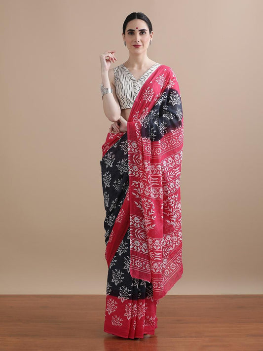 New Exclusive Block Printed Pure Cotton Saree